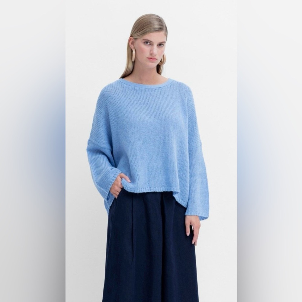 ELK The Label Agna Alpaca/Wool Blend Boxy Sweater In Powder Blue Size M/L
